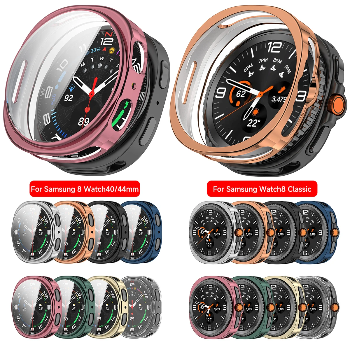 

Чехол для Samsung Galaxy Watch 8 Classic 8 40 44 мм, мягкий ТПУ, полая защитная крышка для часов, защитный бампер, аксессуары