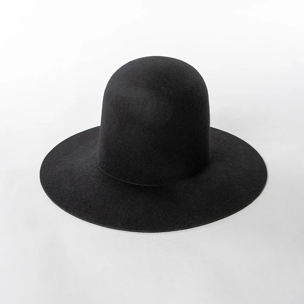 Vintage Wide Brim High Open Crown Women Fedora Men Wool Felt Hat Winter Fashion Box Packaging