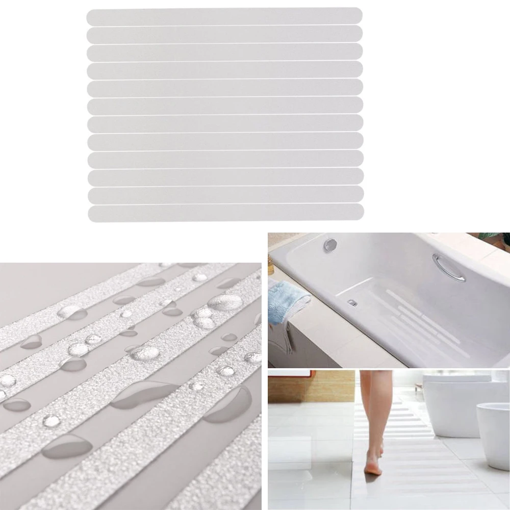 

12Pcs White Anti Slip Strips Tape for Stair Treads Steps Ladders Ramps Non-Slip Surface Safety Tape Synthetic Resin