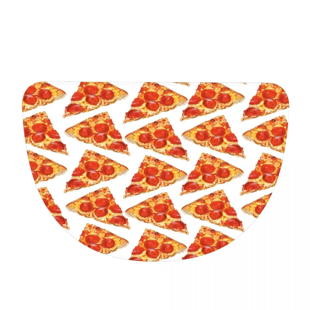 Pizza Slice Pattern Soft Flannel Half Round Doormat Non Slip Bathroom Mat Absorbent Floor Carpet for Living Room