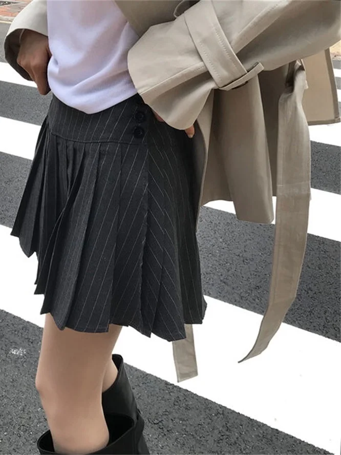 Chic High Waist Plaid Pleated  Skirt for Women Sli Faionable Autumn New Arrival Slimming Versatile f-length Skirt