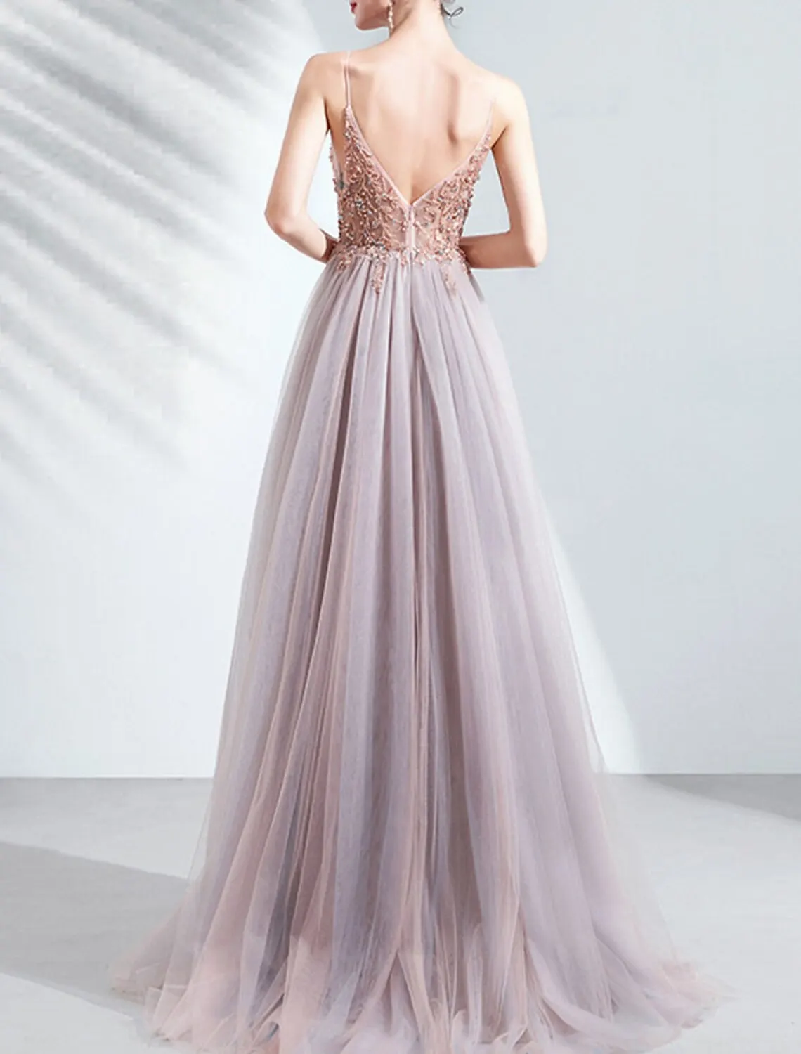 Pink Gowns Bridal Wedding Toast Dress Dinner Annual Meeting Sling Light Gowns Walking High Slit Wedding Evening Dresses