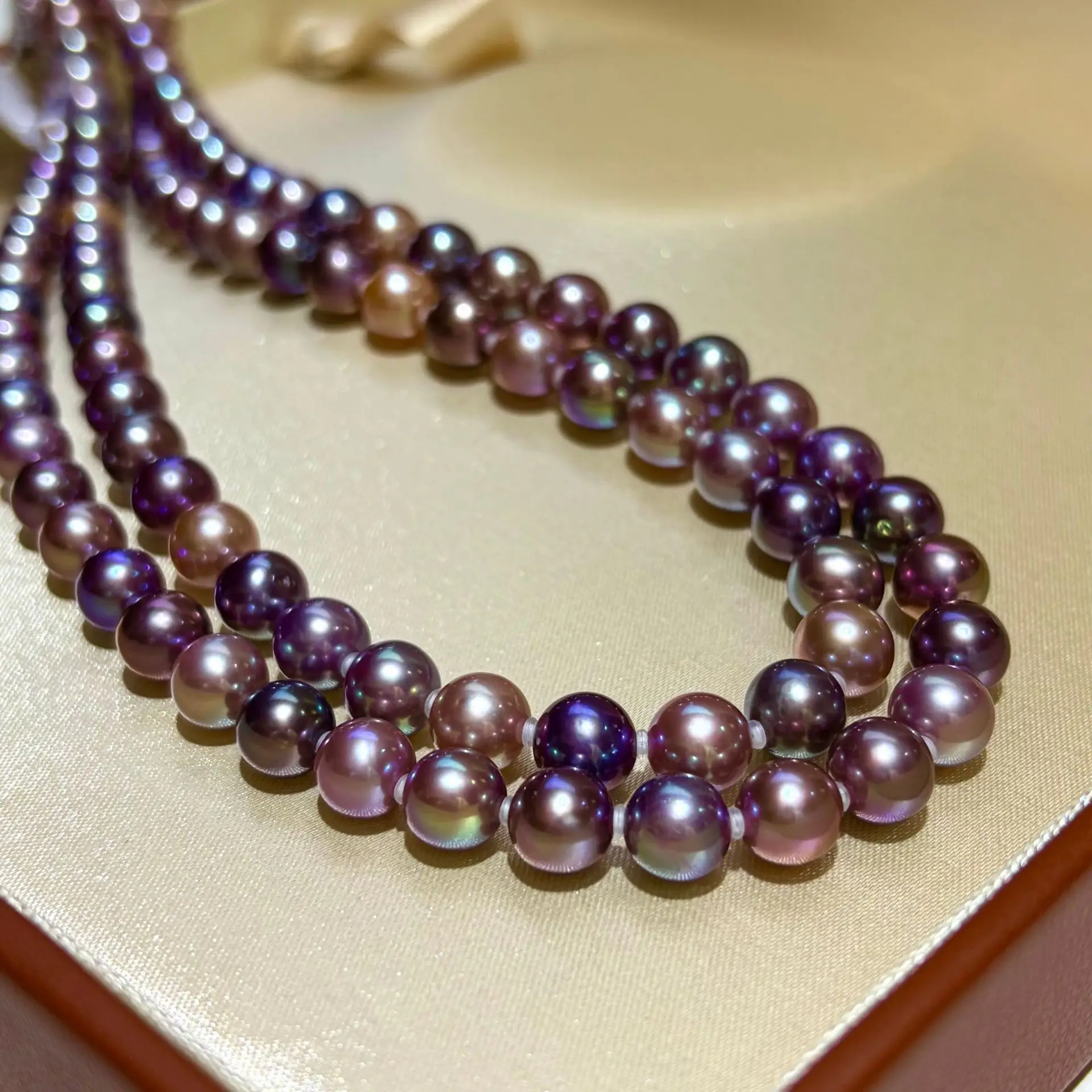 1 Row/Rare Necklace AAAA7-8mm Natural South Sea Mixed Color Pearl Necklace 18in/925s Button - Supports Customized Sizes