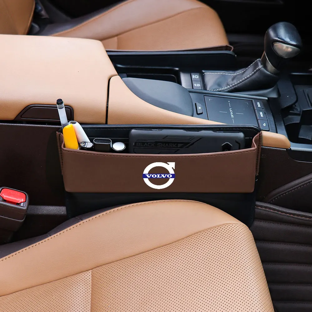 

Кожаный ящик для хранения центральной консоли автомобиля, автоматическая эмблема, органайзер для сиденья, аксессуары для Volvo XC90 V70 S80 S40 C30 T6 S60 C70 XC70