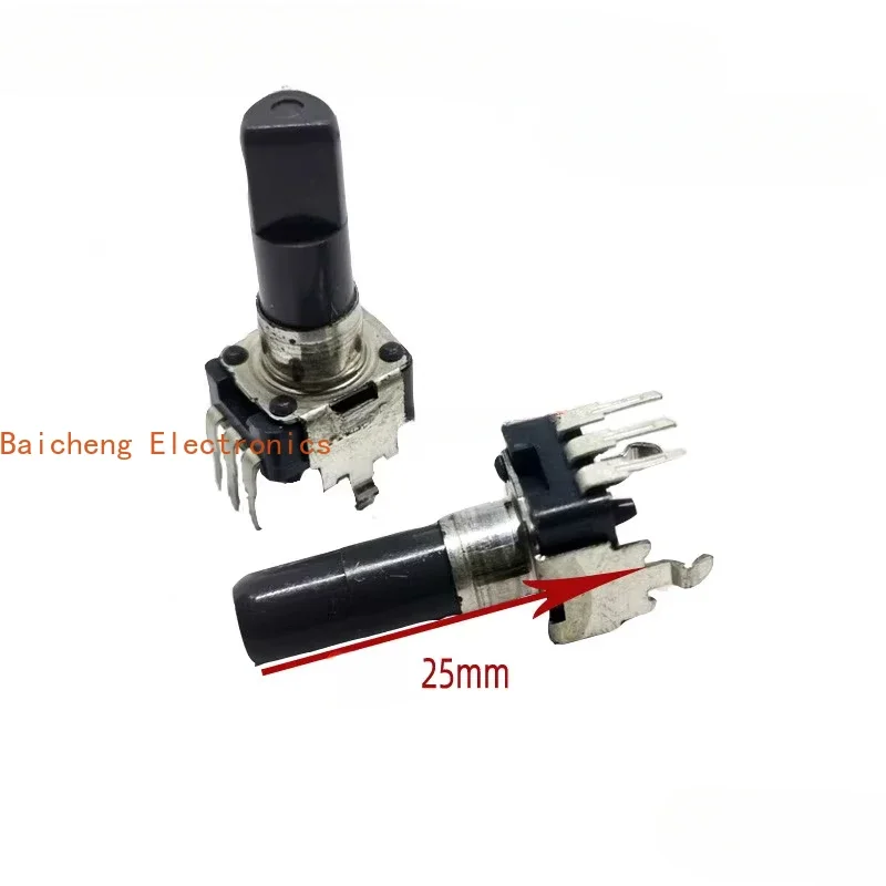 10PCS Rotating single link RK09 C20K volume potentiometer resistance plastic handle shaft length 25 half shaft