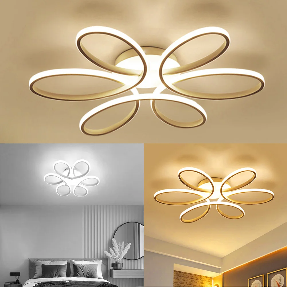 Household LED Chandelier 12W Modern Style Ceiling Lamp Three Colors Flower Design Ceiling Lights Super Bright Home Decor Fixture