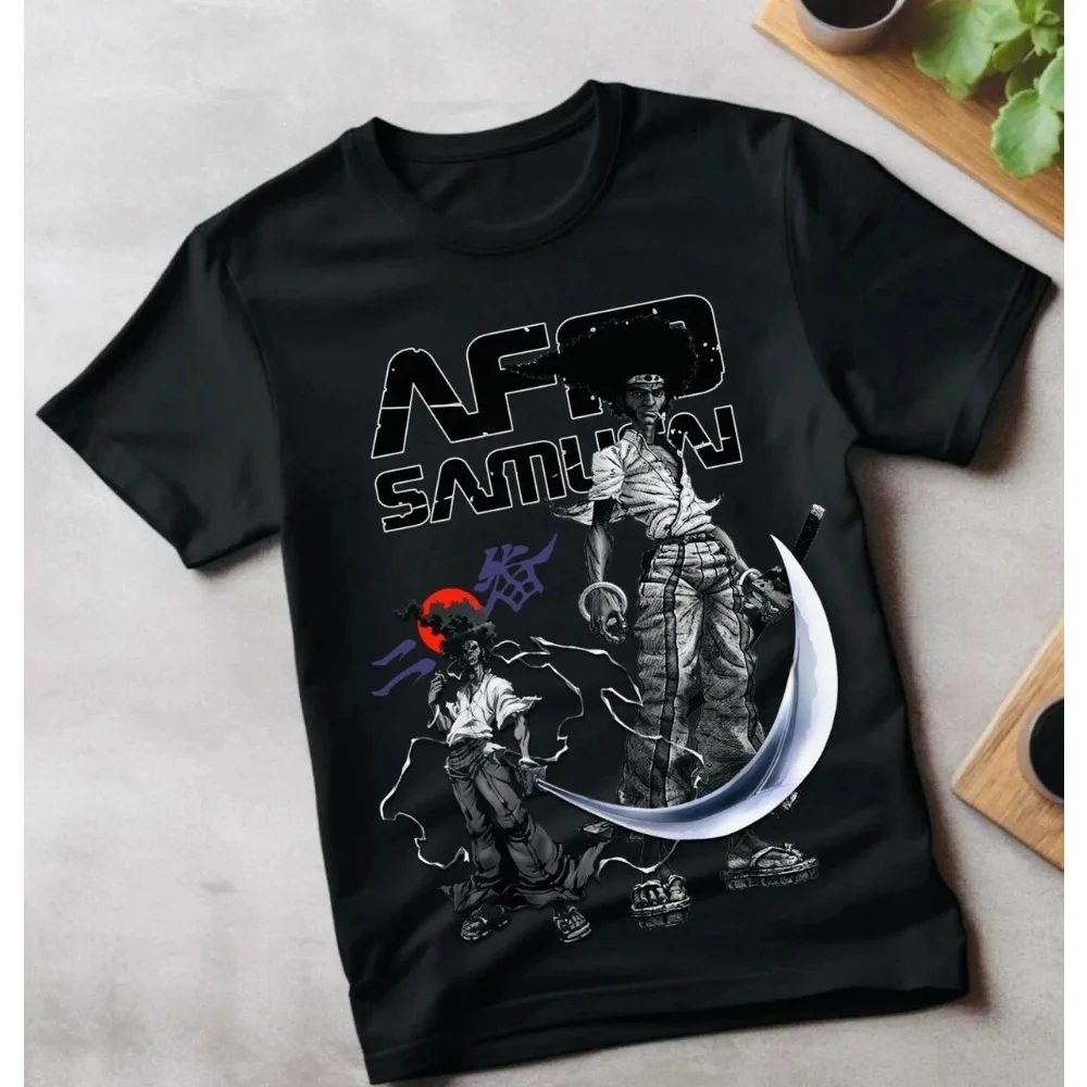 Camiseta con Gráfico de Anime Afro Samurai, Estilo Vintage Gótico Hip-Hop Ninja, Unisex, Cuello Redondo, Algodón, Manga Corta, Oferta