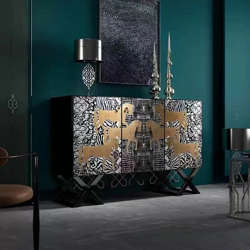 Dining side cabinet hand-drawn to map can be determined painted cabinet hotel homestay decoration entrance cabinet