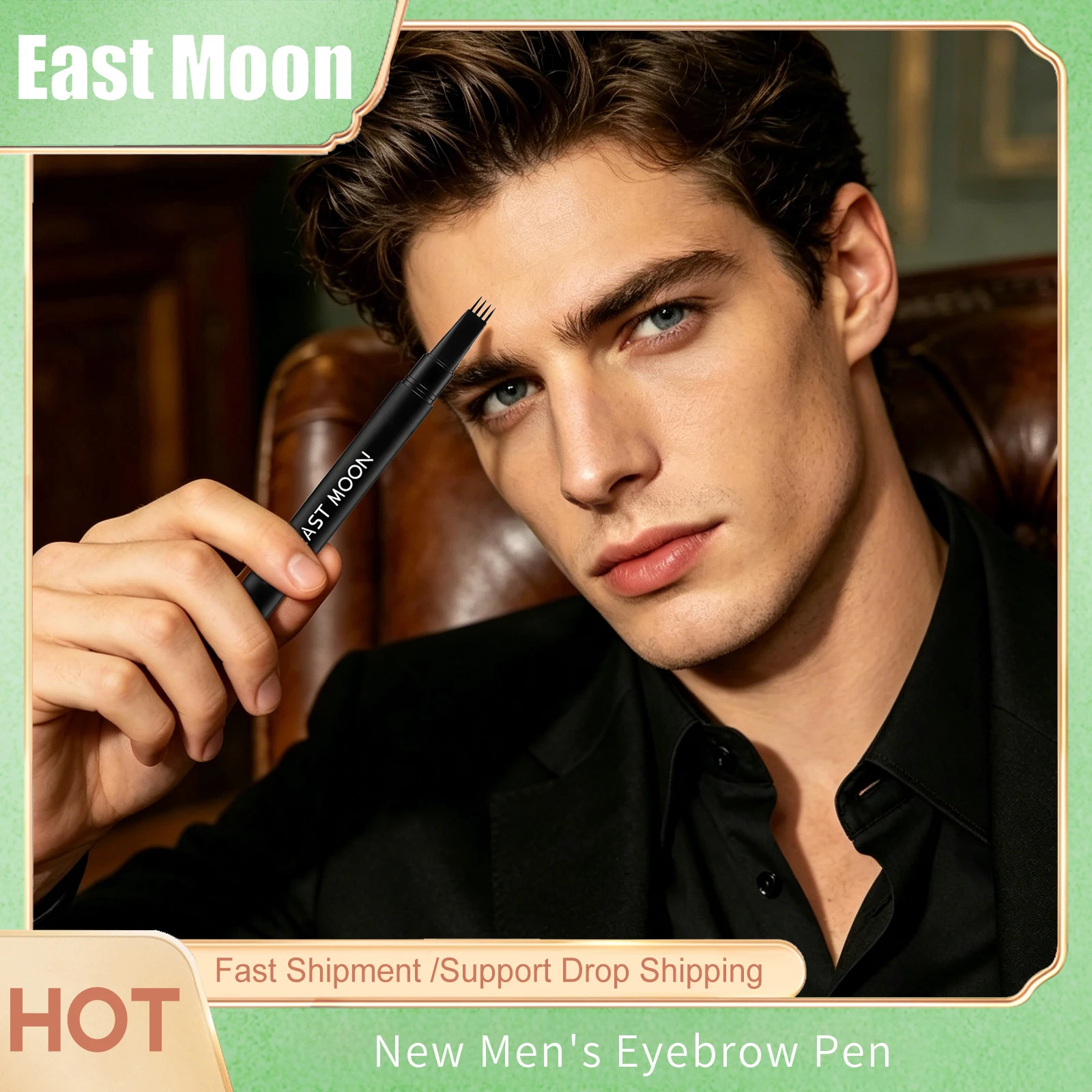 East Moon Men Eyebrow Pen Kit Lasting Waterproof For Beginner Sweat Proof Easy Applying Profession Makeup Natural Eyebrow Pencil