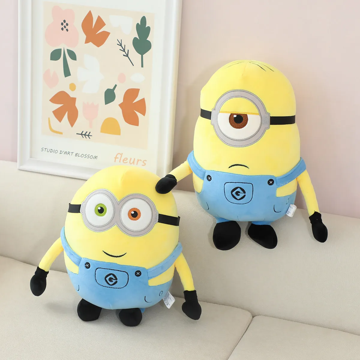 Cute Minions Movie Periphery Yellow Plush Bob Plush Stuart Stuffed Toys In Jeans Soft Dolls Pillow Decoration Children Xmas Gift