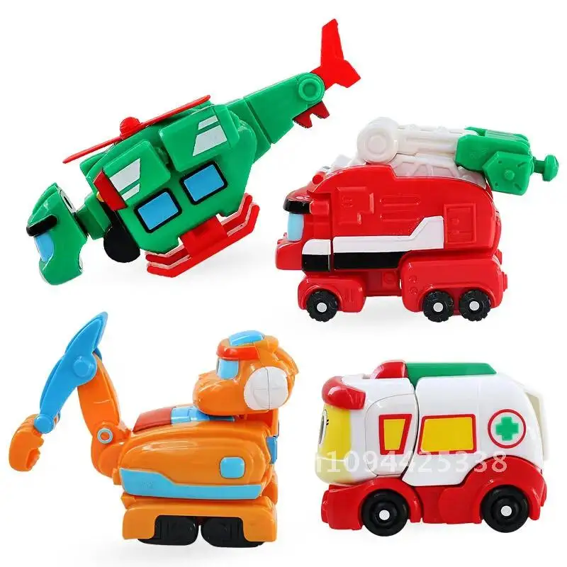 9pcs/set Min Gogo Dino Deformation Robot to Dinosaur Toy Action Figures Transformation Car Airplane Motorboat Crane toys