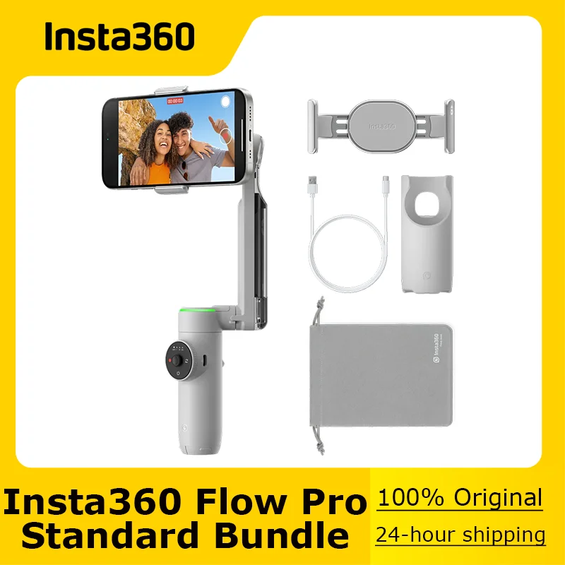 Insta360 Flow Pro - AI-Powered Gimbal Stabilizer for Smartphone,Apple DockKit Enabled,360º Infinite Pan Tracking,AI Tracking