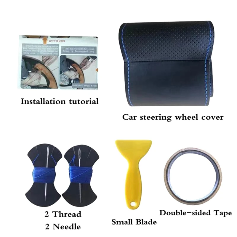 DIY Black Genuine Leather Car Accessories Steering Wheel Cover For BMW M Sport E46 330i 330Ci E39 540i 525i 530i M3 E46 M5 E39