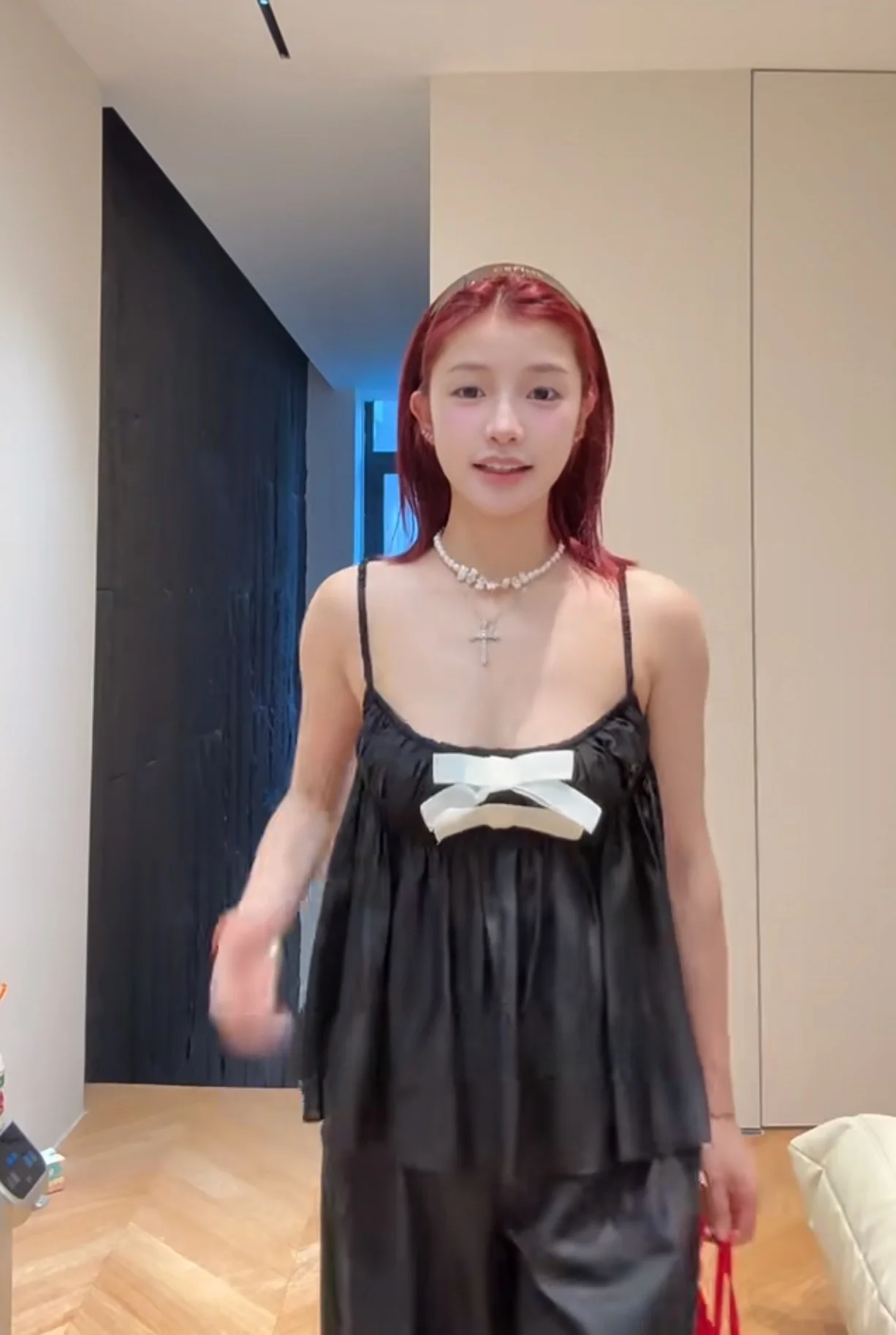 

Summer Loose Cool Knot Decoration Princ Sle Strap Vest for Homebody Women Comfortable Breathable Cotton Nylon