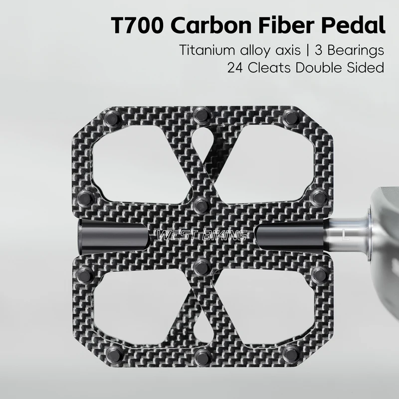 

Ultra-Light Bicycle T700 Carbon Fiber Pedal Titanium Axle MTB Road Bike 3 Bearing Anti-Skid Pedals Cycling Parts