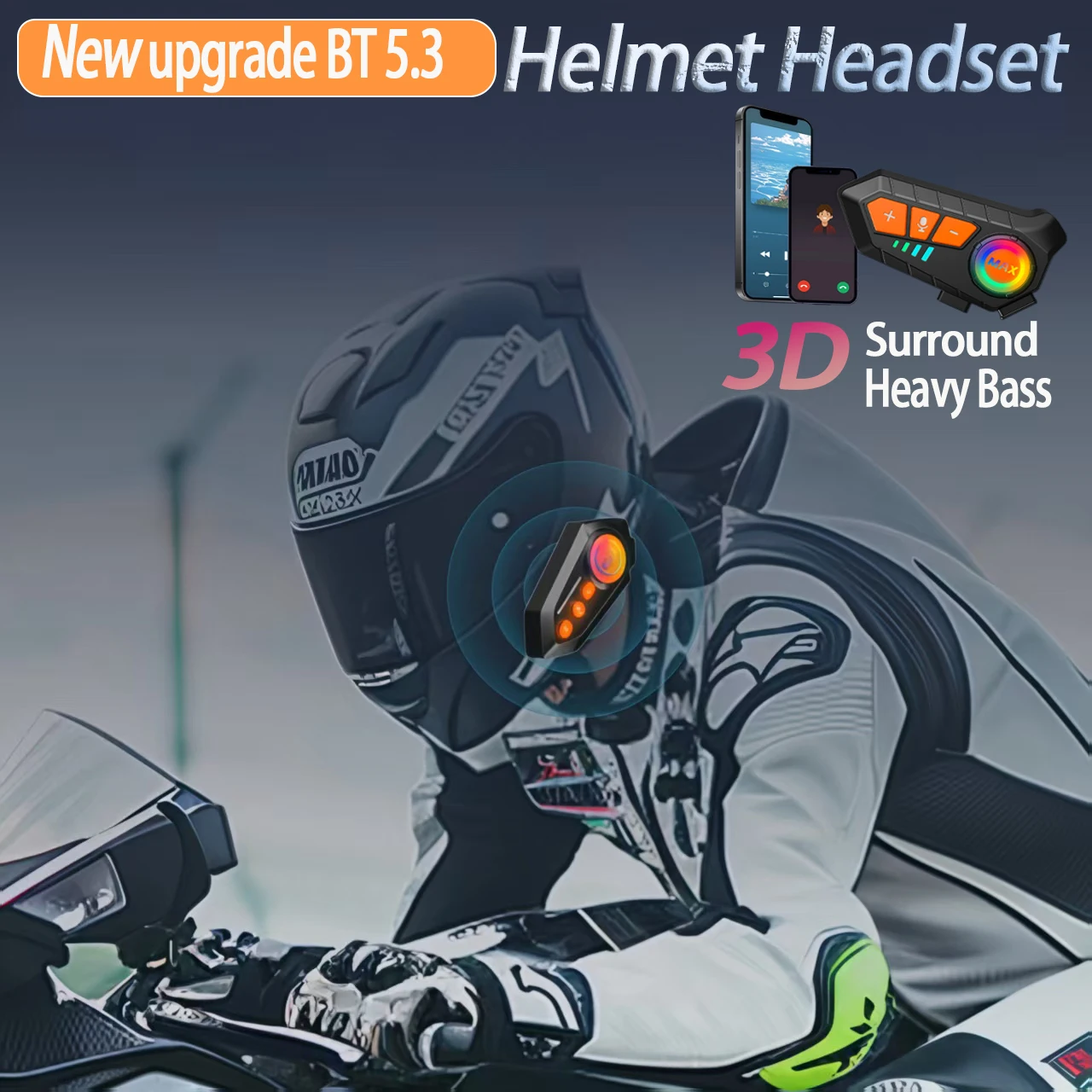 

AbuDodo Wireless intercommunicator Motorcycle Bluetooth Helmet Headsets BT Moto Intercomunicador with FM Radio ﻿