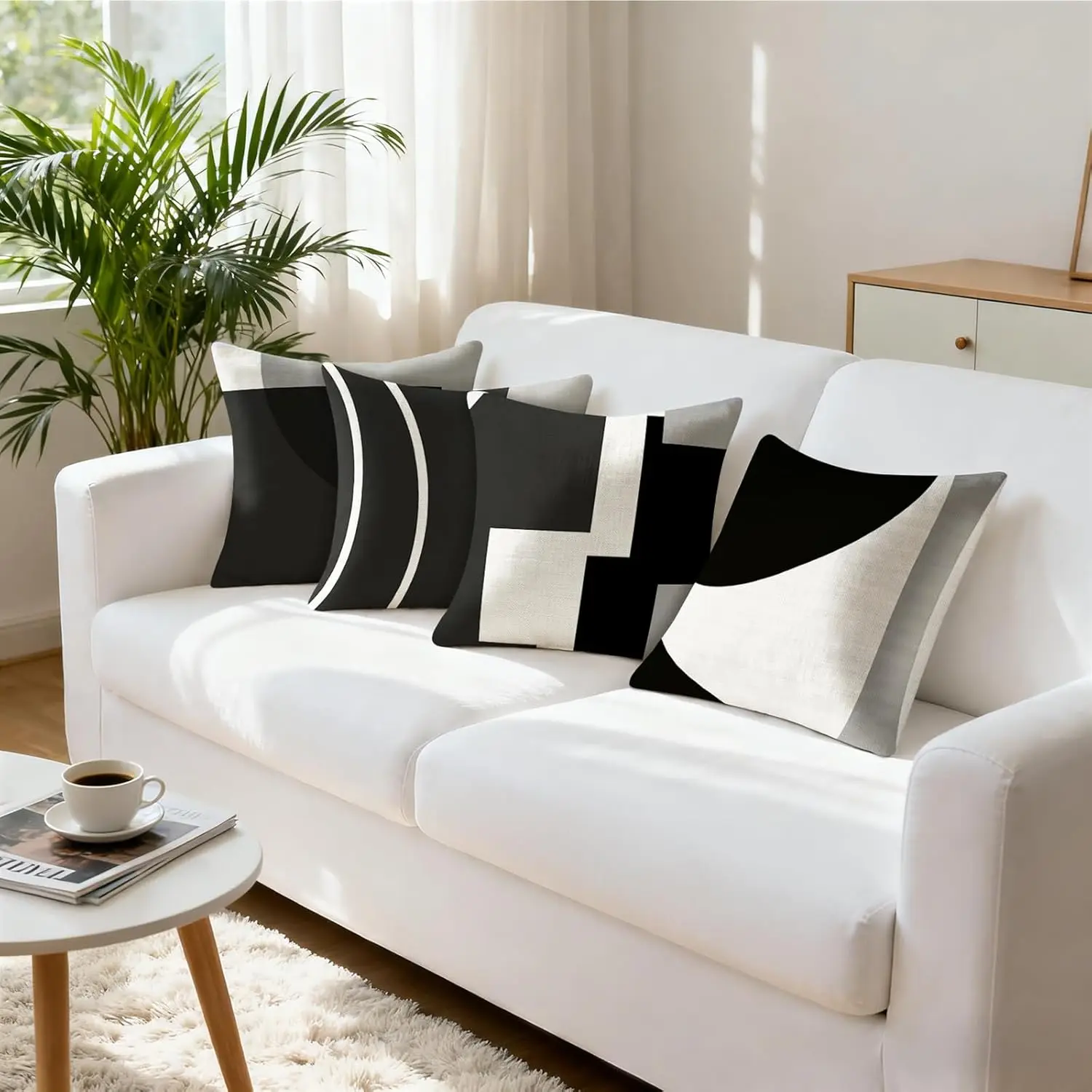 Black White Gray Geometric Pillow Covers 3