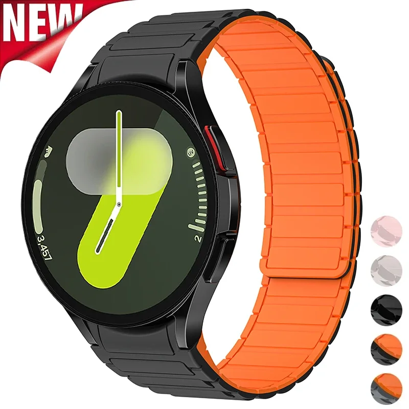 No Gaps 20mm Silicone Magnetic Band For Samsung Watch Galaxy 7 6 5 4 44/40mm 6Classic 43mm 47mm 42/46mm Strap 5Pro 45mm Bracelet