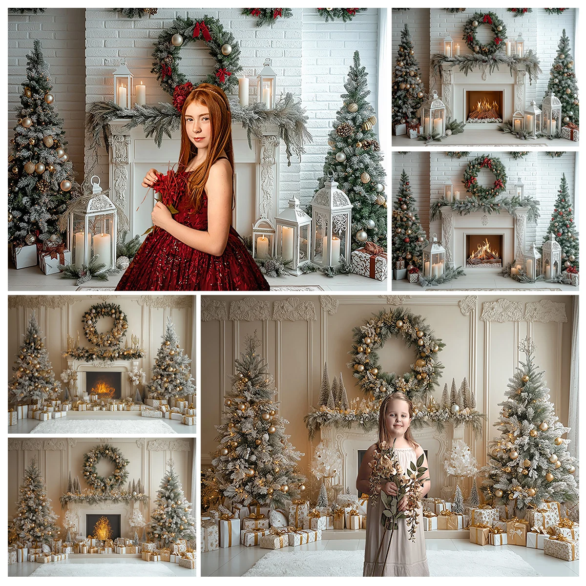 

Гирлянда Рождественские елки Теплый свет Камин Подарки Фоны для фотографий Детские фотосессии Рождественские классические фоны для комнаты