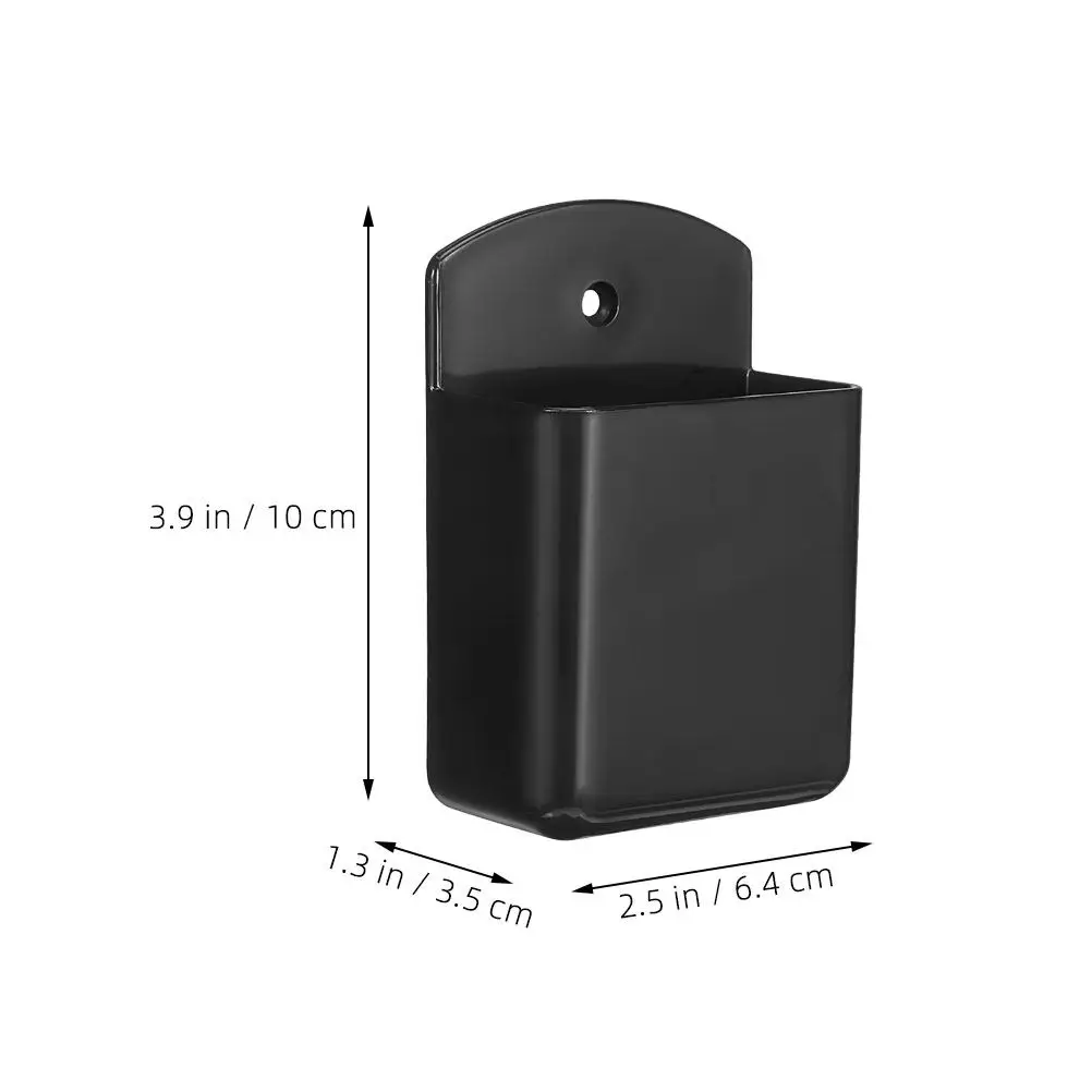 4Pcs Wall Mount Remote Holder Black Self Adhesive Media Player Case Organizer for Home Office Pencil Storage Box Controller