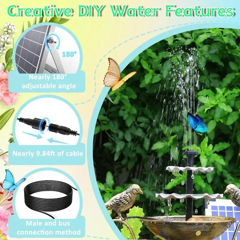 6W สามชั้นแยกพลังงานแสงอาทิตย์น้ําพุไดรฟ์ตรงปั๊มน้ําตกแต่งสวน BIRD Bath Water Feeding Fountain ปั๊ม