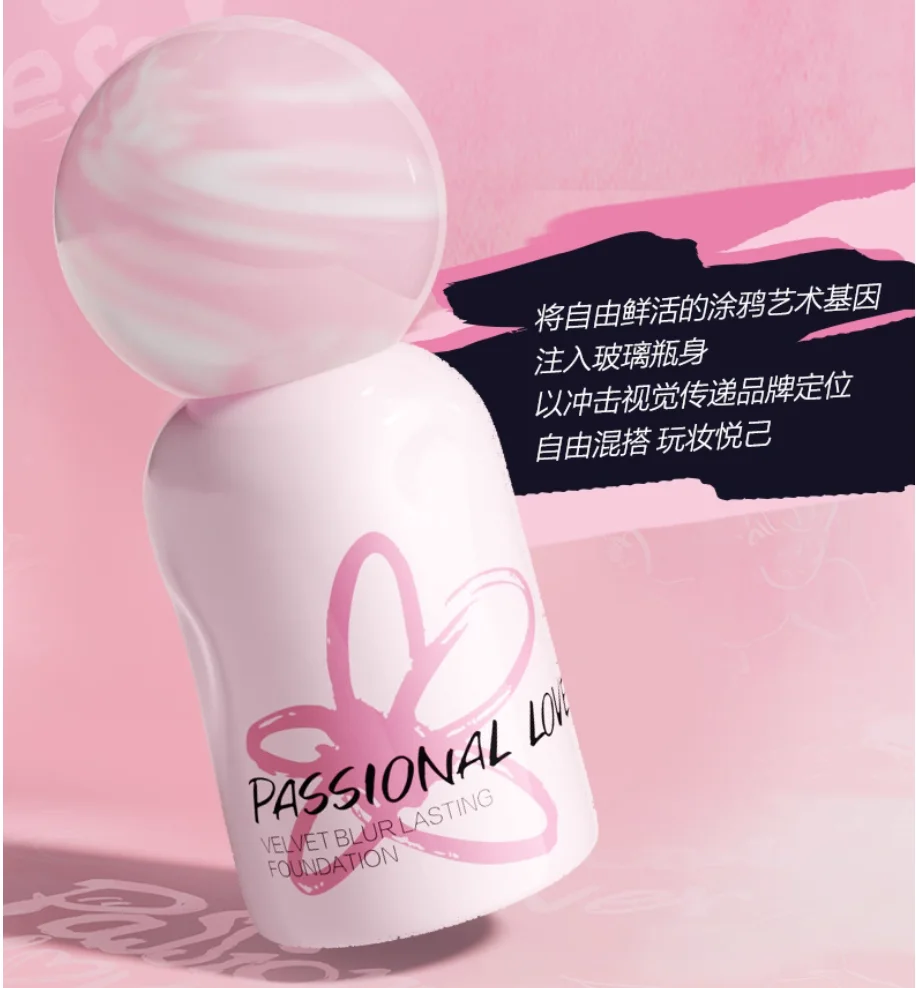 ¡Para pieles grasas! Passional Lover PL Foundation 4,0, actualización Graffiti Velvet, base duradera, cosméticos de maquillaje