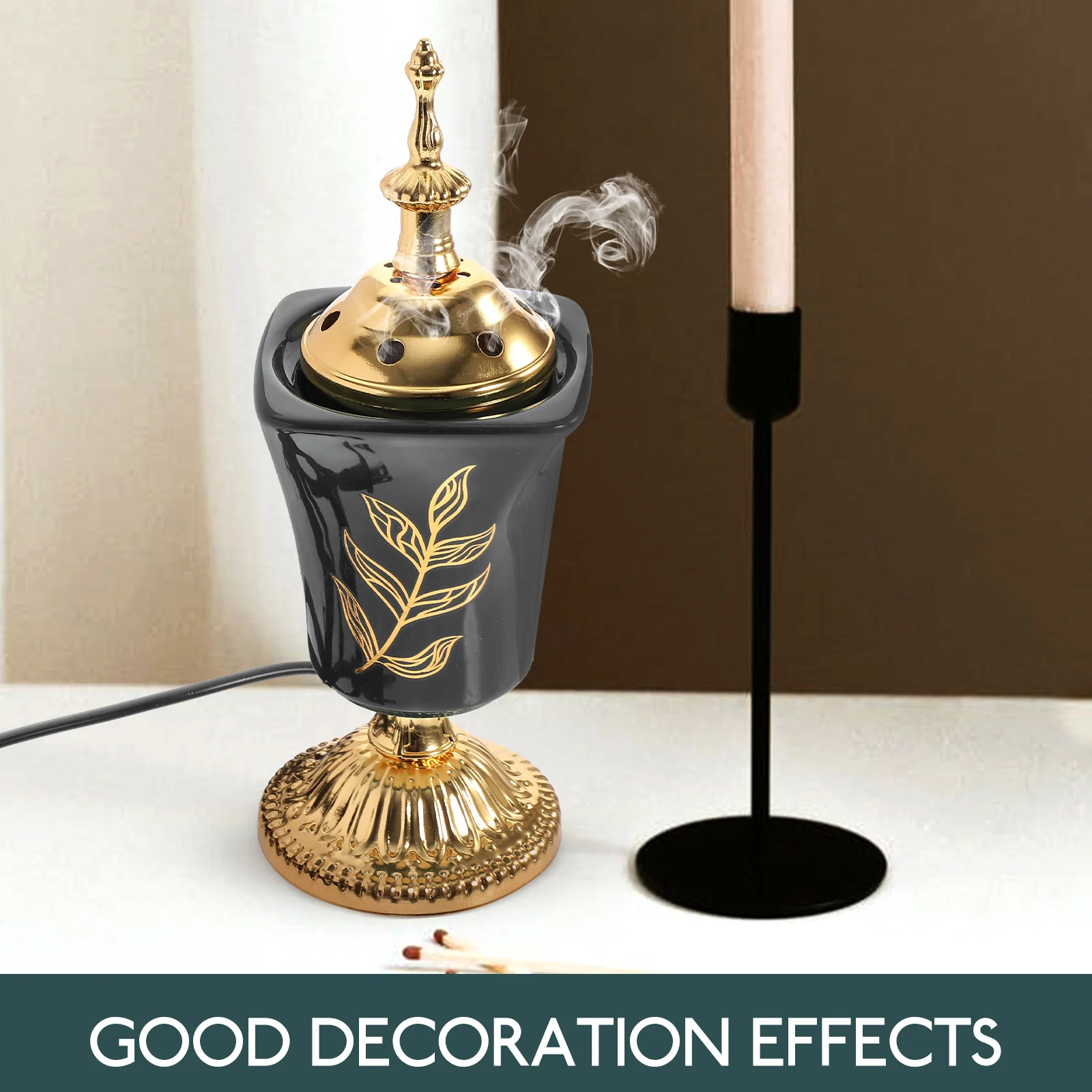 

Electric Incense Burner Metal Censer Holder Home Office Yoga Room Decoration Portable Aroma Burner No Fire Safe Use