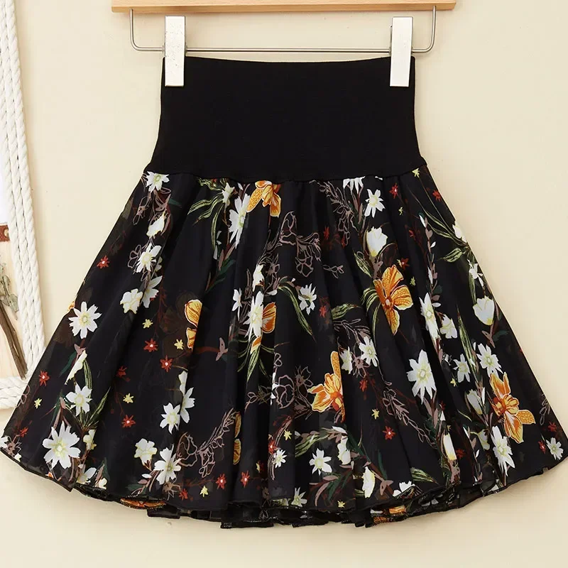 

Women Summer Fashion Loose Printing Trend Chiffon High Waist Skirt Women Clothes Casual All-match Appear Thin Trend Short Skirt