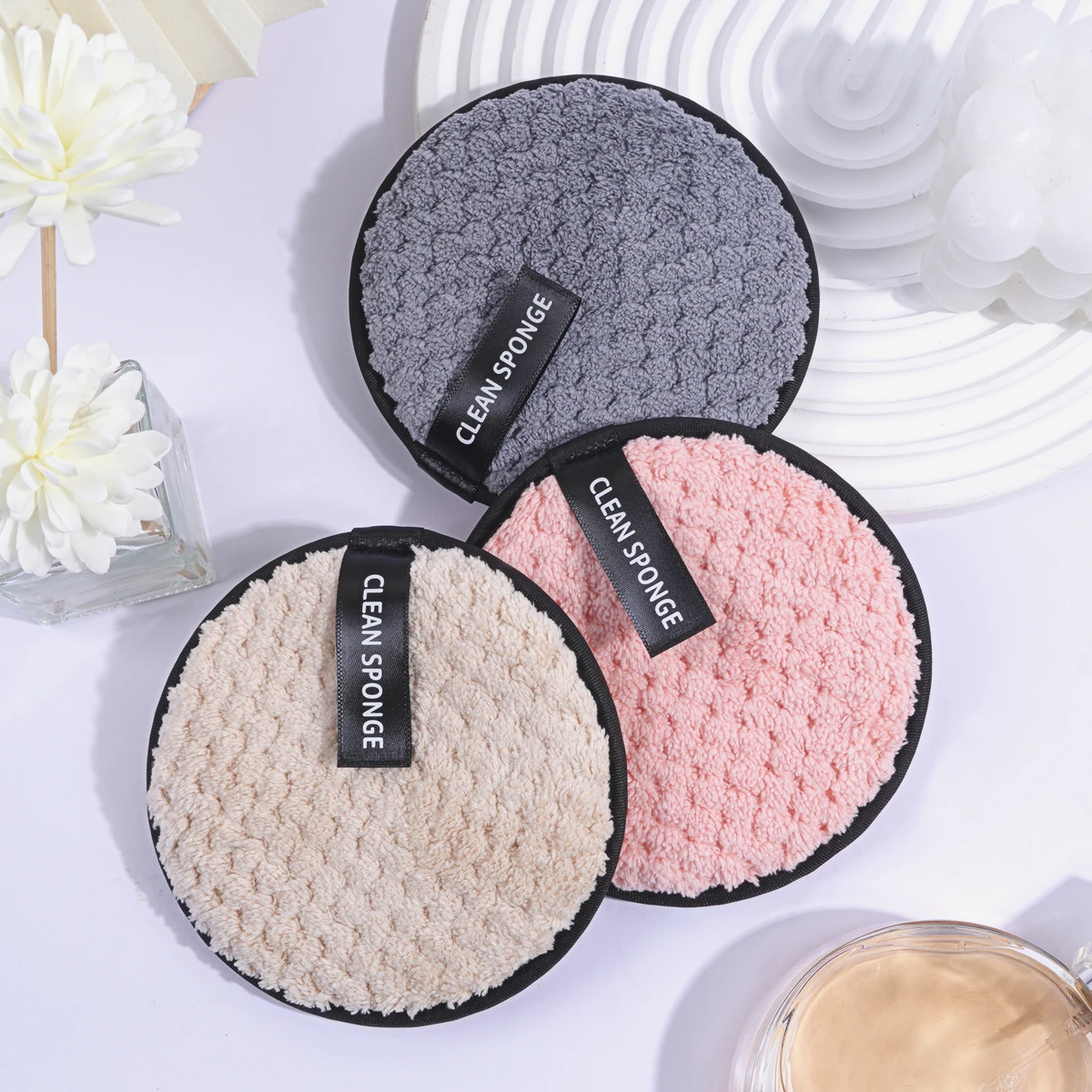 MAANGE 3PCS Reusable Makeup Remover Pads Microfiber Face Towel Cloth Makeup Wipes Washable Cotton Pads Skin Care Cleansing Puff