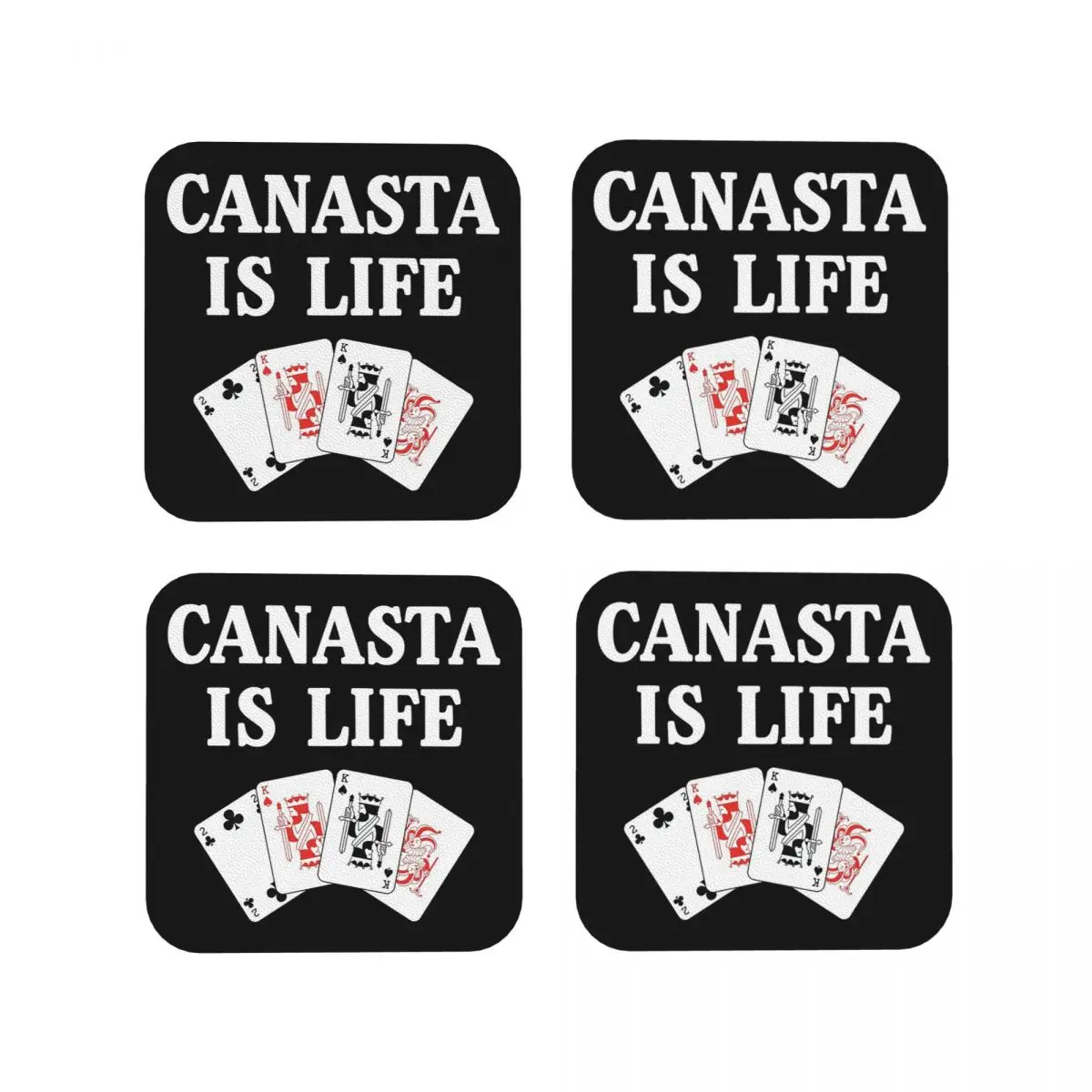 

Забавные графические подставки для картотеки Canasta Is Life, кухонные салфетки, изоляционные коврики для чашек, кофейные коврики для дома, набор из 4 подушечек для посуды