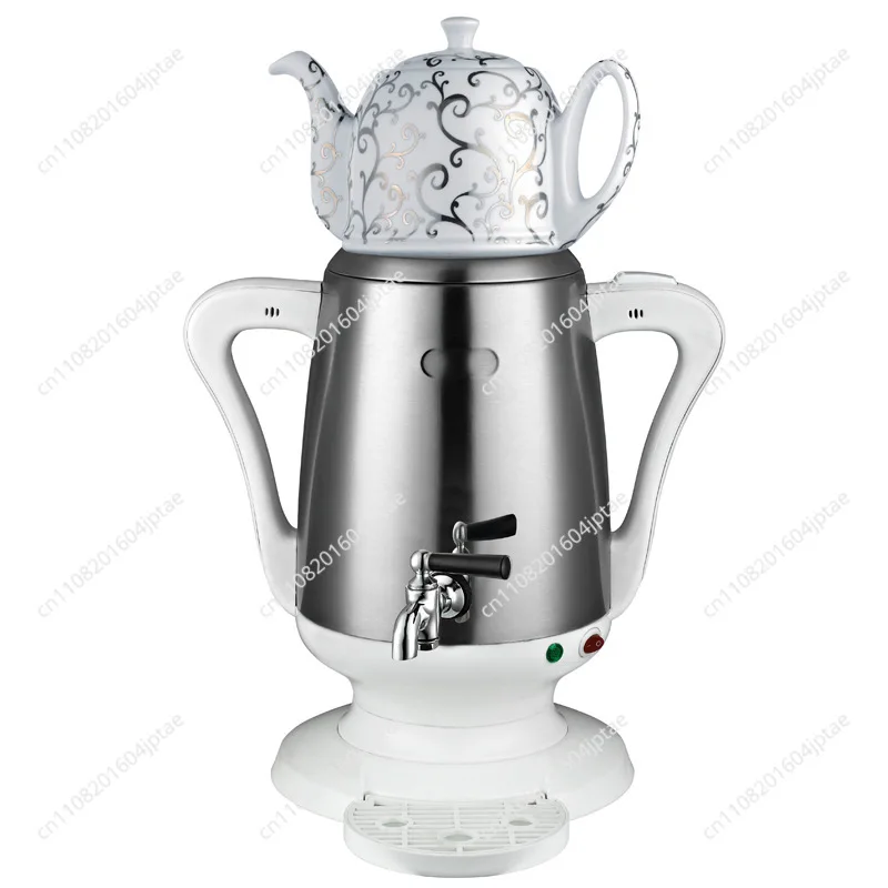 "Turkish Samovar Tea Set - Electric Kettle with Dual Chamber for Black Tea Brewing, Traditional Copper Pot" view 2