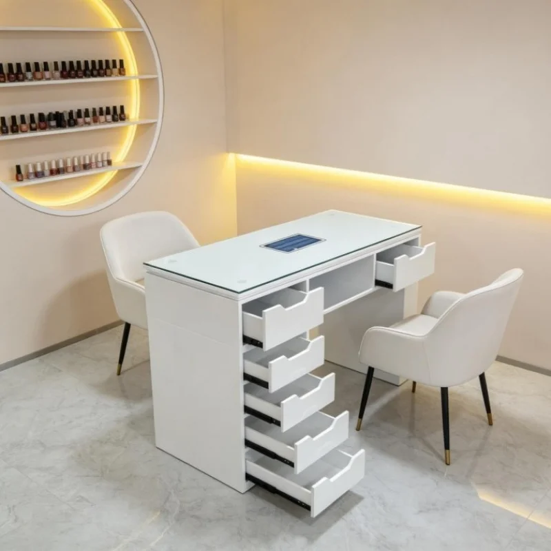 

Маленький стол в японском стиле с стеклянной столешницей, модный минималистичный дизайн, на 1-2 человек, с 5 ящиками, рабочий стол F