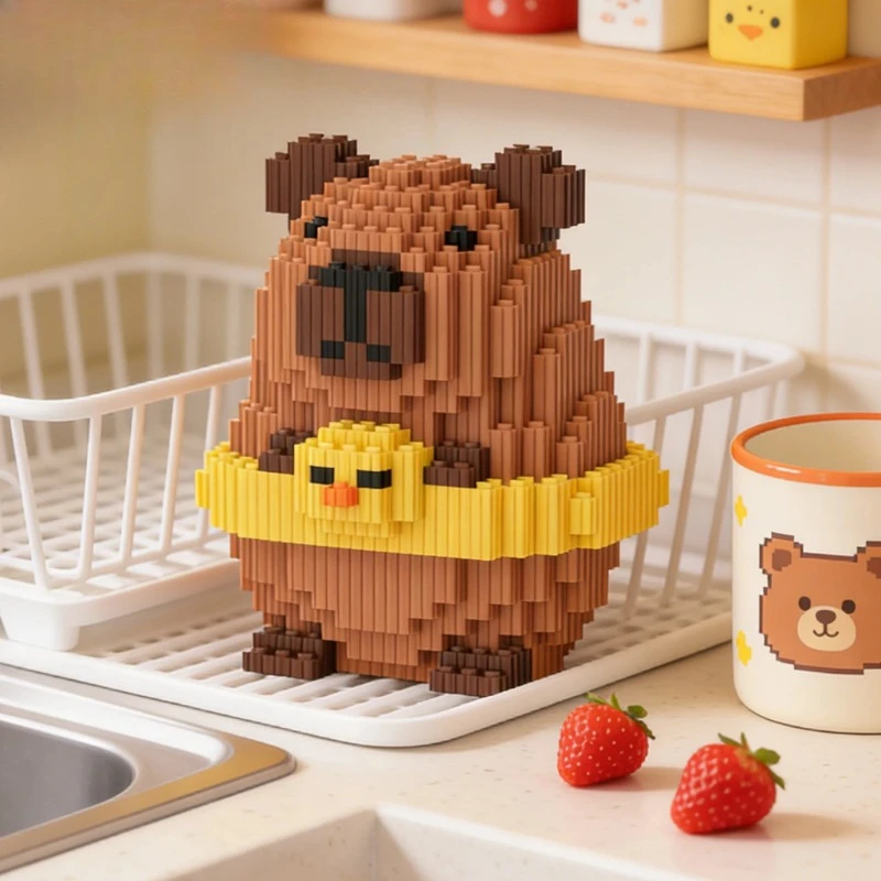 

Cartoon Capybara Duck Building Blocks Educational Assembly Model Toys Desktop Ornament Unique Birthday Gift for Capybara Lovers