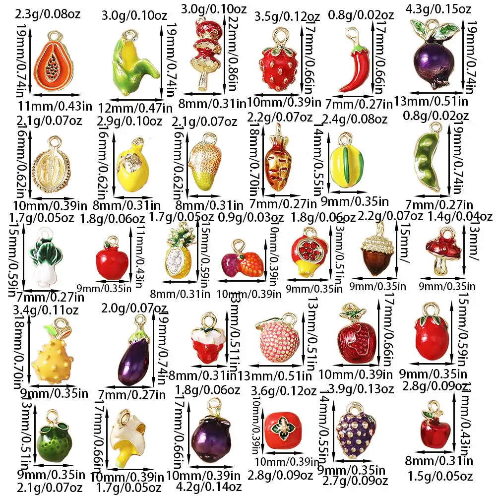 Tusember 5 Stück niedliche Frucht-Anhänger, Apfel, Zitrone, Mango, Kirsche, Ananas, Erdbeere, Charm-Perlen, passend für Original-Armbänder, DIY-Schmuck – Detail 5
