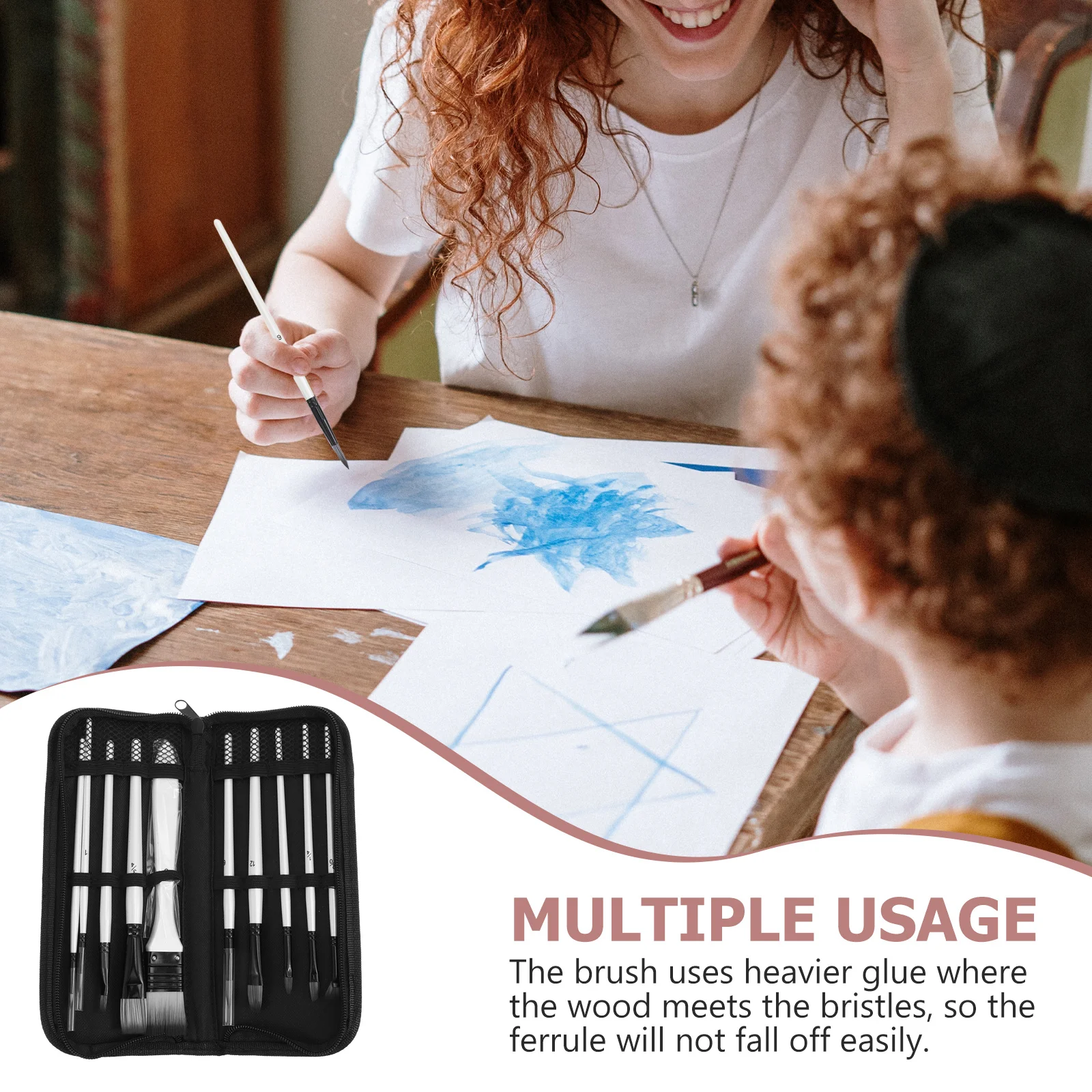 

1Set Oil Painting Brush Set Professional Nylon Bristle Wooden Handle for Watercolor Craft Drawing Portable Painting Tools