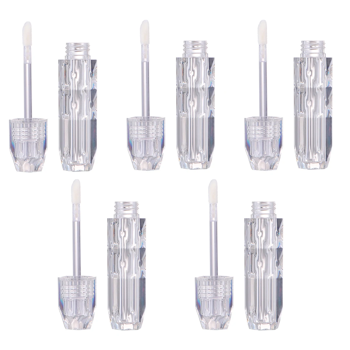 5Pcs Mini Lip Gloss Bottle Set Lightweight Plastic Empty Refillable Containers for Travel Daily Use Lipstick Tubes