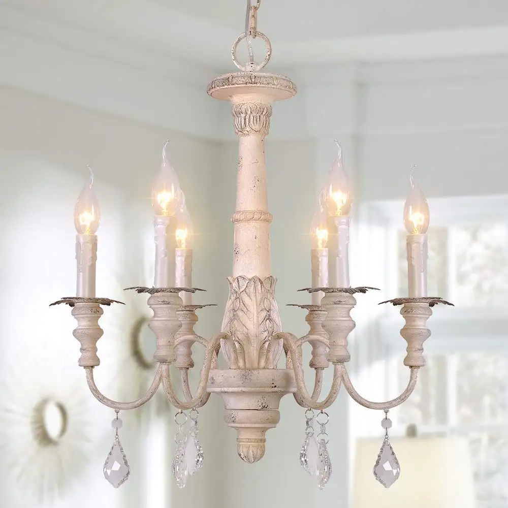 Cross-border exclusive American rural retro wood chandelier living room dining room bedroom cloakroom wood carving chandelier