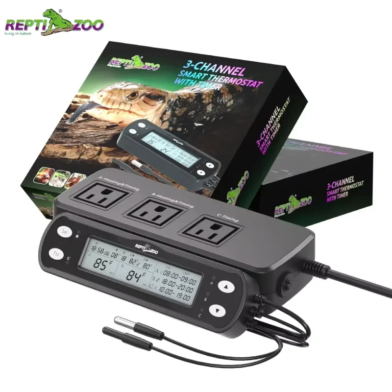 for REPTIZOO OEM Logo Multi Function Smart PID 3 Channel Dimming Thermostats Timer 300W Eco Friendly Reptiles Terrarium