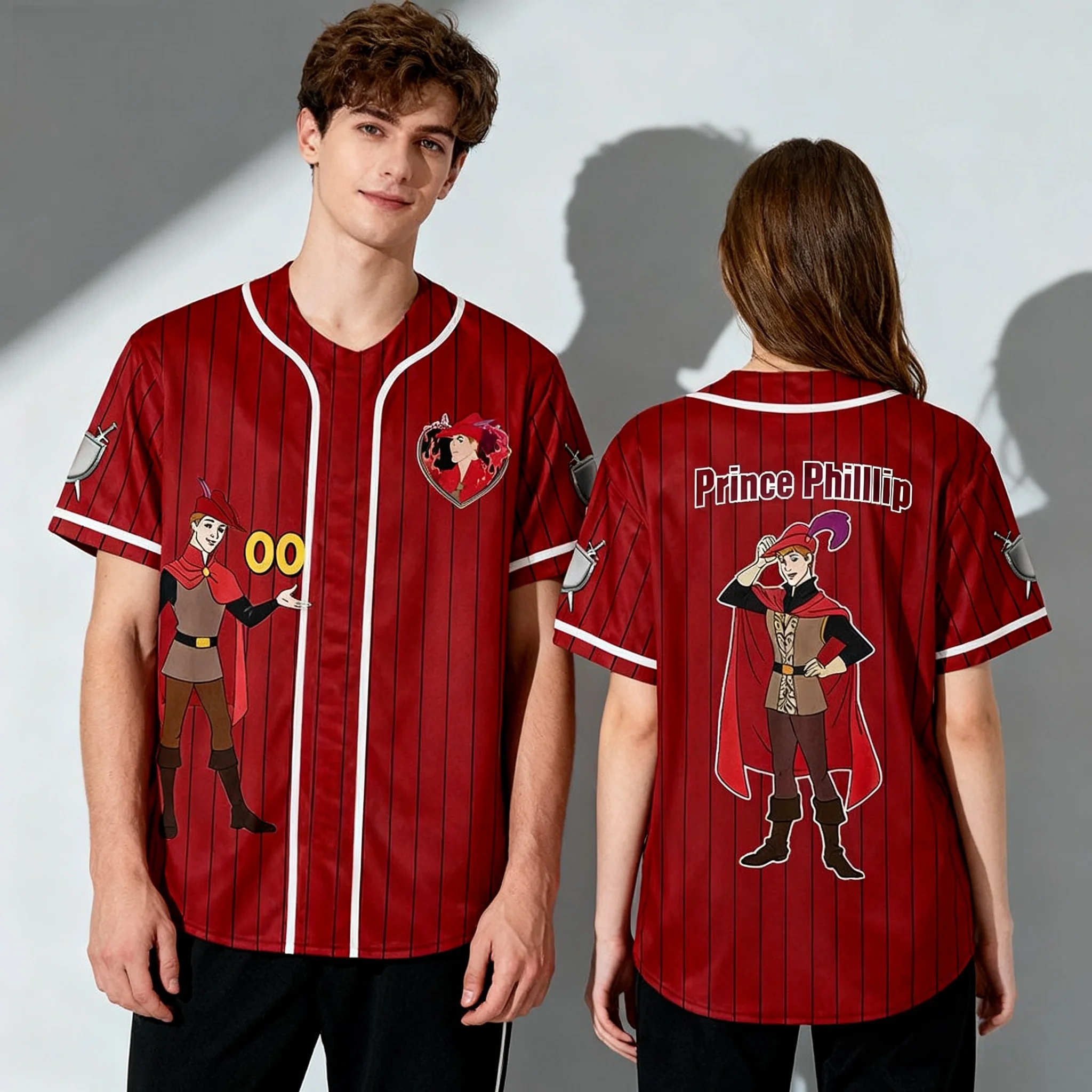 تي شيرت ديزني الرسوم المتحركة من سلسلة شخصيات الرسوم المتحركة Sleeping Beauty Lion King Summer Baseball Jersey كبير الحجم للأطفال الوالدين والطفل