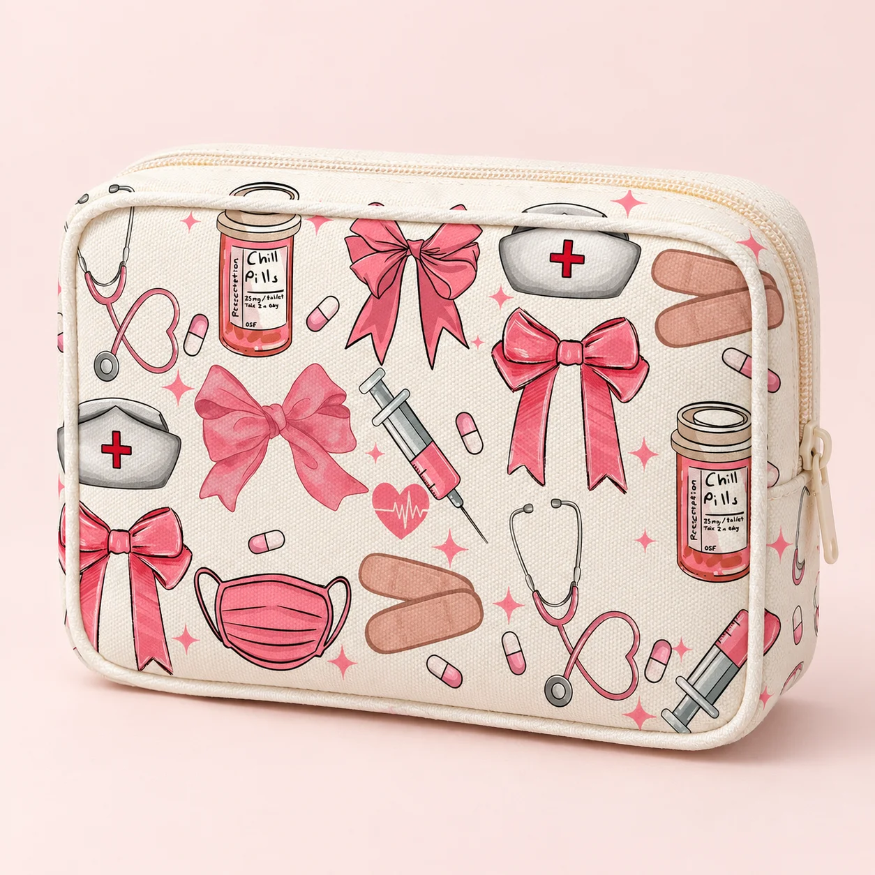 Portable First Aid Bag Cute Printed Medical Storage Pouch Travel Medicine Organizer for Home Emergency Supplies Nurse Kit Case