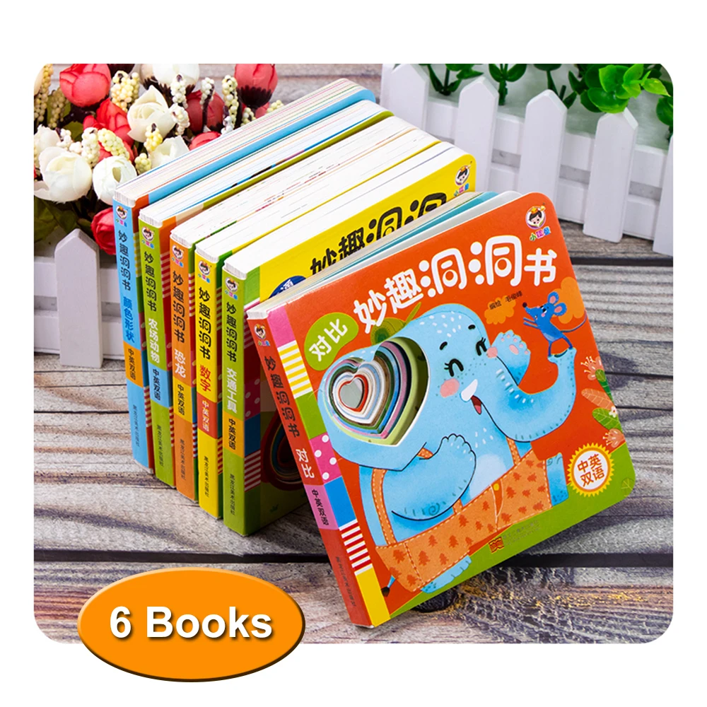 

6 Books Baby Child Chinese and English Bilingual Words Learning Cardboard Book Kids Pocket Reading Early Education 12.5 X 12.5CM