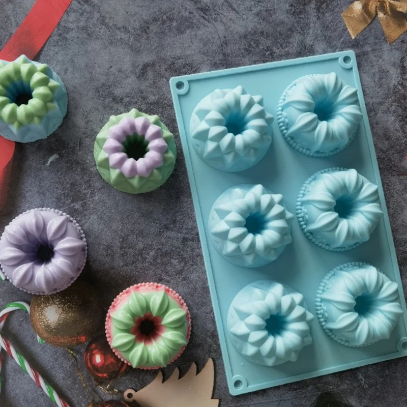Porous Crown Silicone Cake Baking Mold Multi Style Flower Doughnut Biscuit Jelly Ice Mould Gemstone Soap Candle Making Set Gifts