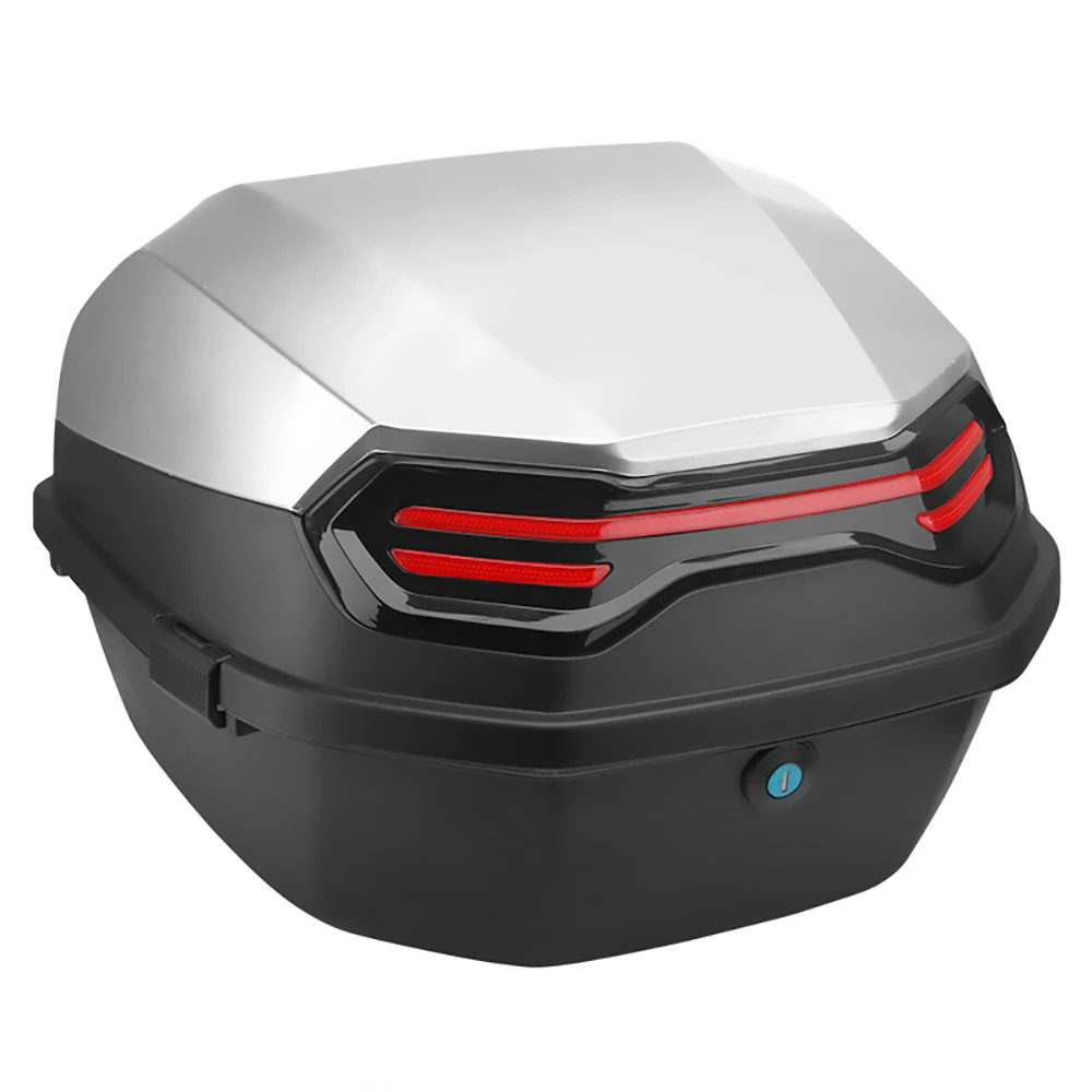 Motorrad-Kofferraum, universelle Montage, Moto-Top-Koffer, Heckbox, Träger, abschließbare Top-Gepäckaufbewahrungsbox für Elektromobil-Motorräder – Detail 7