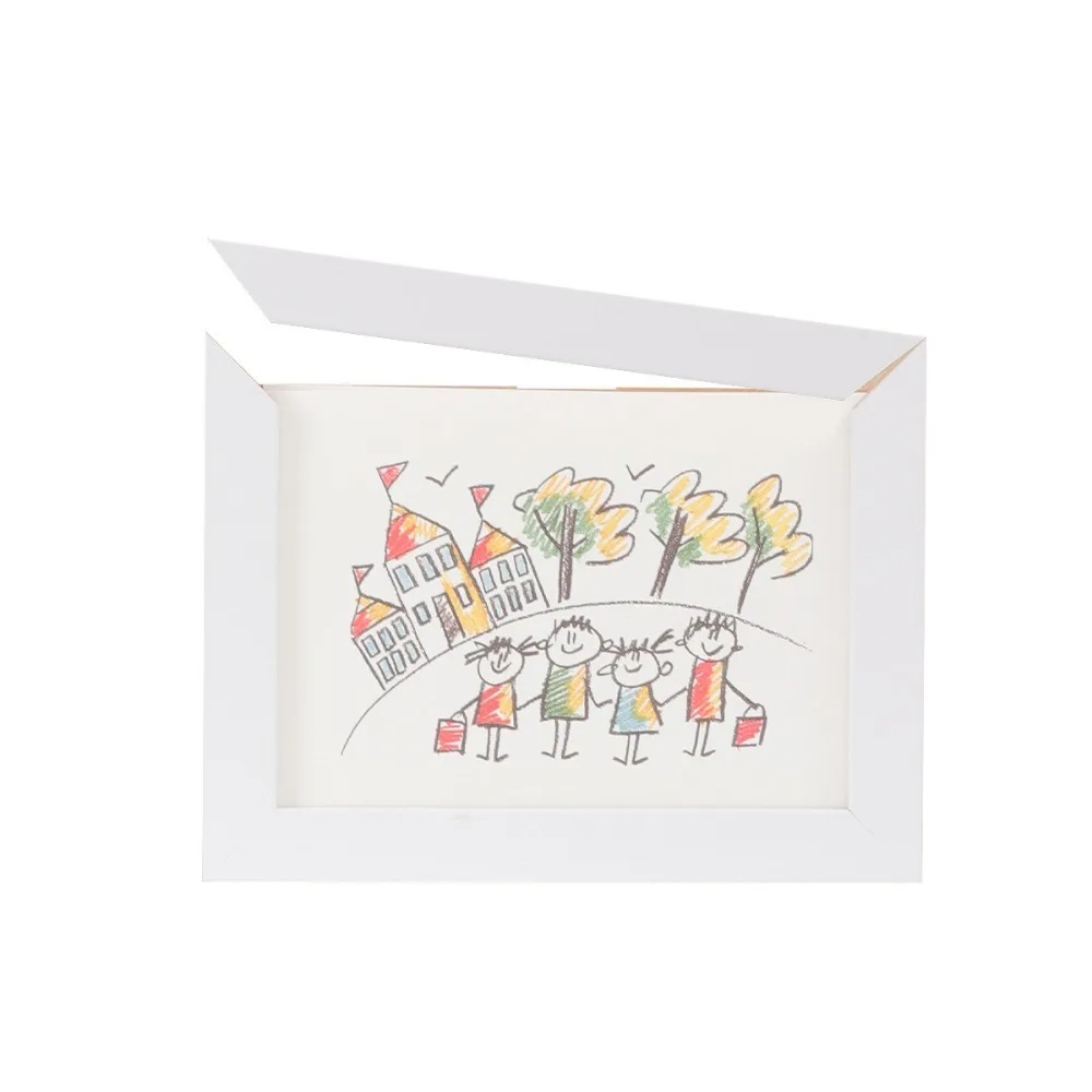 Décoration murale en bois, cadre d'art pour enfants, support rotatif pour cartes interchangeables, cadre photo pour portraits familiaux commémoratifs pour enfants
