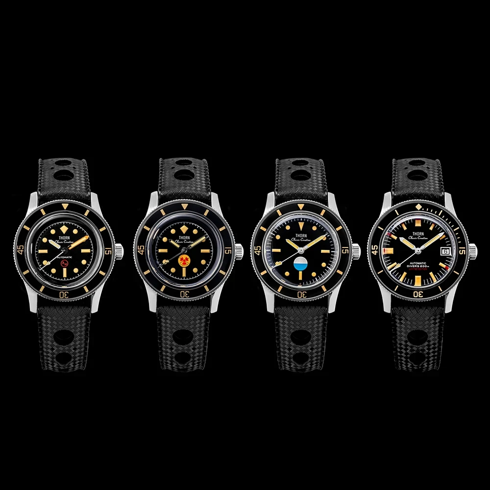 Thorn T006 Vintage Watch PT5000 Movement Titanium 50-Fathoms Sapphire Men's Watch 200m Waterproof Diver Watches T007 T008 T009