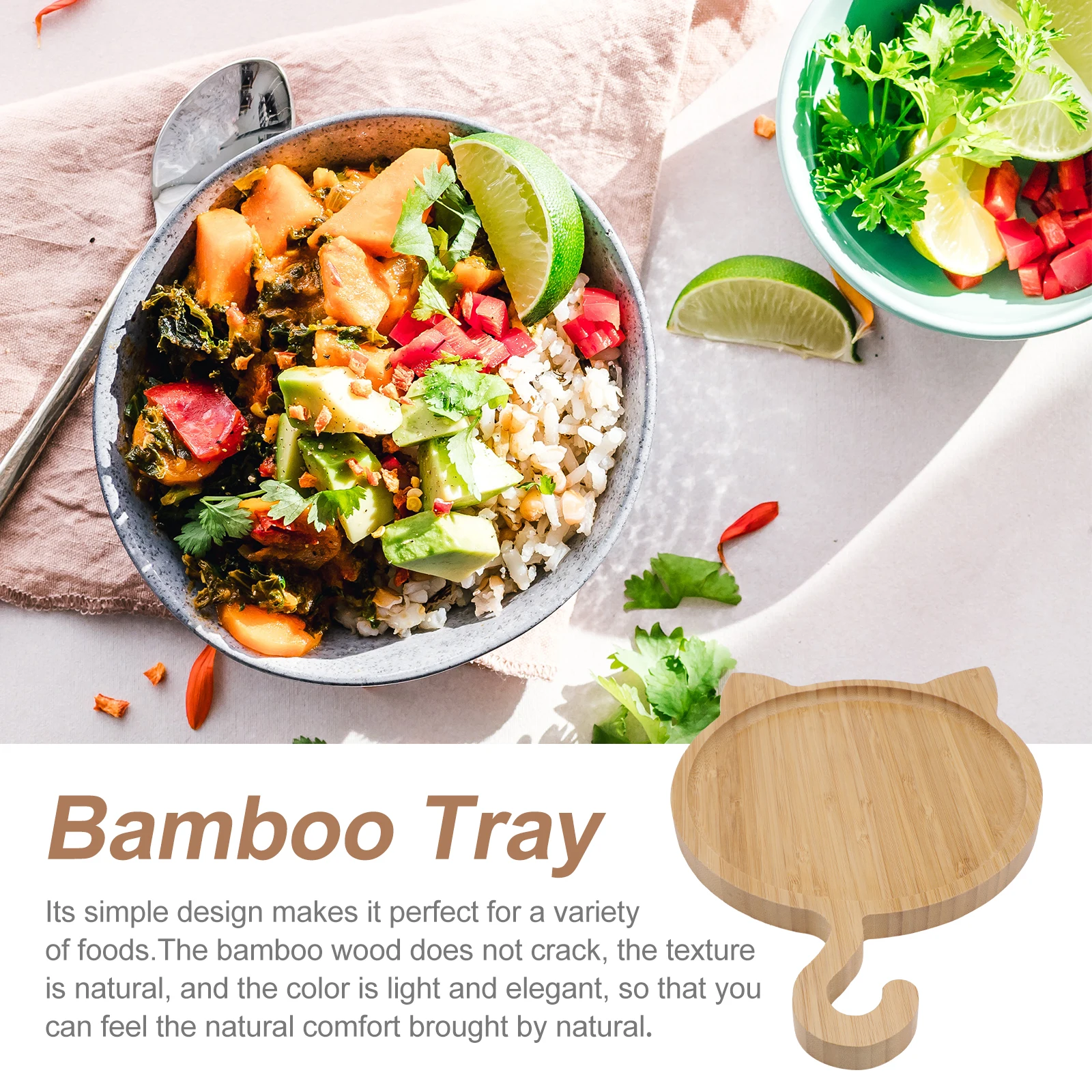 

Bamboo Cat Meal Plate Food Serving Tray Storage Fruit Decorative Sushi Household