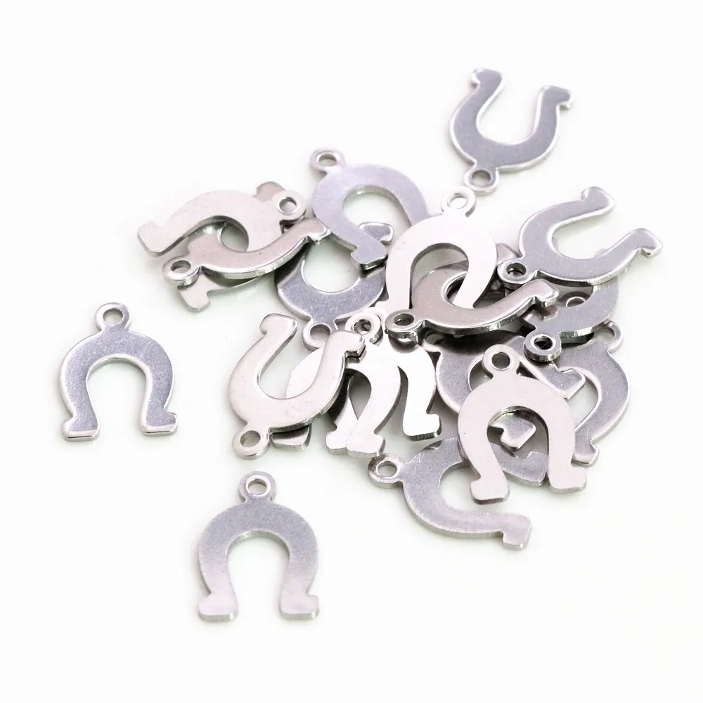 50pc/lot 14x9mm Horseshoe Charms 316 Stainless Steel Horse shoes Charms for necklace pendant charms Diy Jewelry Making