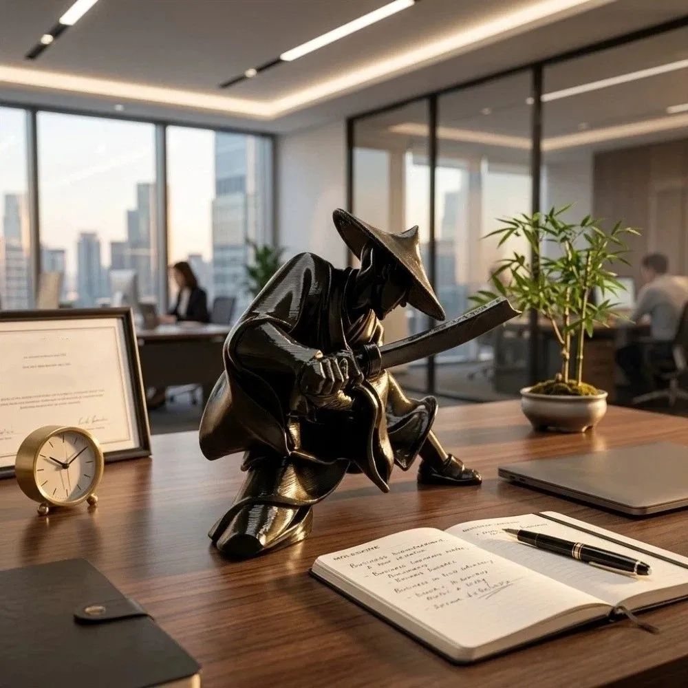 Zen Style Japanese Style Mini Samurai Sculpture 3D Printing Halloween Ninja Statue Decoration Desktop Ornaments Home Decor
