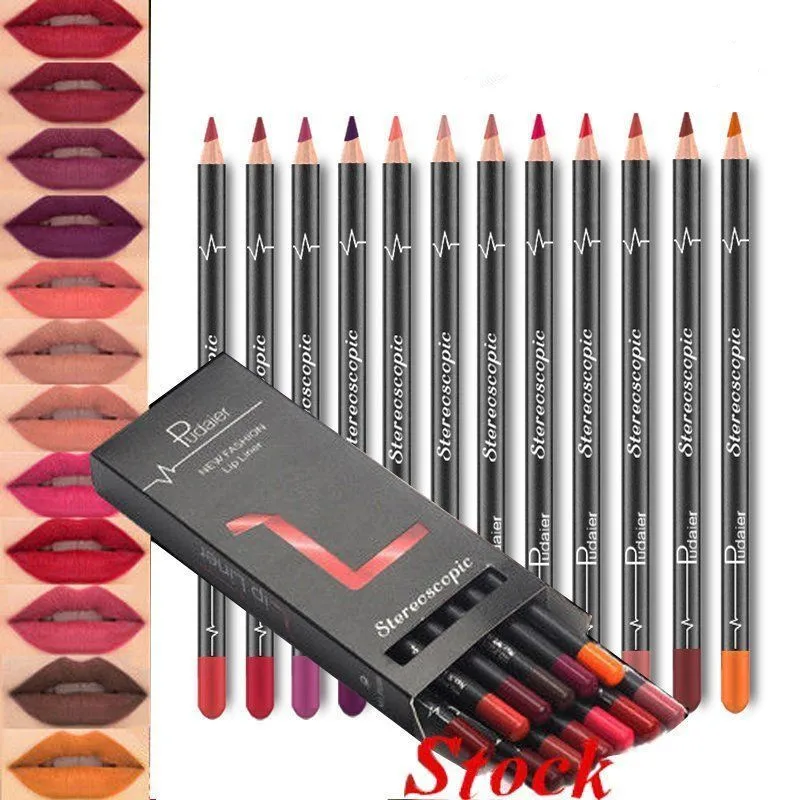 Waterproof Pencil Lipstick Set Pen Matte Lip Liner Long Lasting Makeup Pens Easy to Wear Non-stick Cup карандаш для