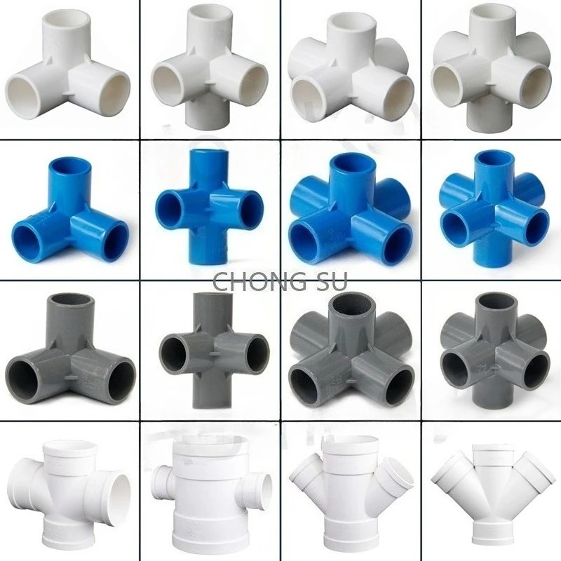 

20/25/32/40/50mm PVC 3/4/5/6 Ways Three-dimensional Connector PVC Pipe Fittings Garden Water Fish Tank Connector DIY Drainage